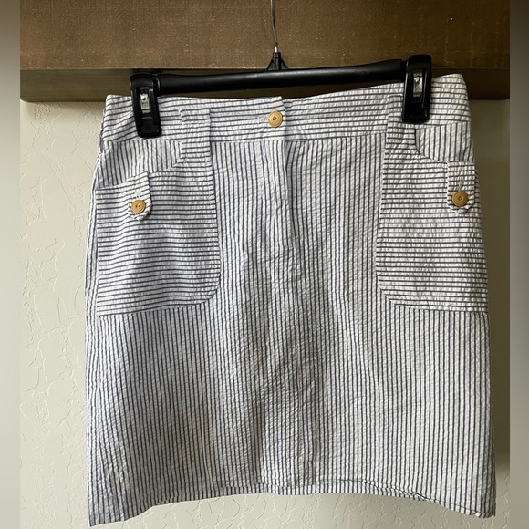 J. McLaughlin| Striped Cotton skirt, pastel blue & white•••nautical style 🫶🏻 - Picture 6 of 11